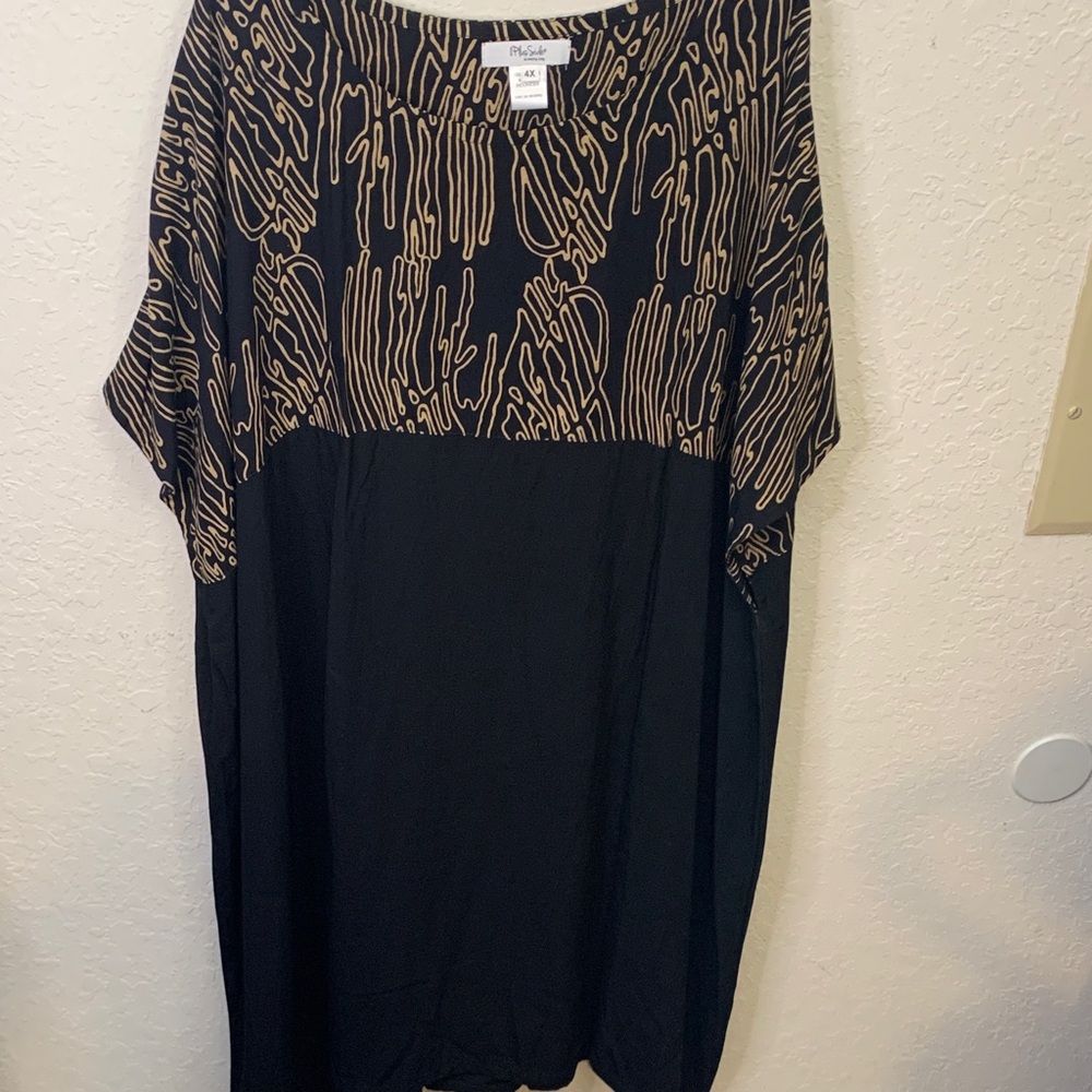On The Plus Side Black and Gold Midi Dress